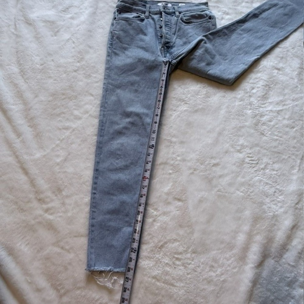 RE/DONE High Rise Ankle Crop Jeans Light Wash Button Fly Blue Denim Size 27 - Picture 5 of 7